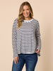The Duo Stripe Print 2 in 1 Top - Navy/ Ivory