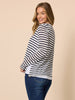 The Duo Stripe Print 2 in 1 Top - Navy/ Ivory