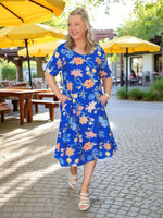 Summer Gala Dress - Cobalt Floral