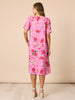 Summer Gala Midi Dress - Hot Pink Floral