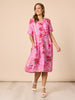 Summer Gala Midi Dress - Hot Pink Floral