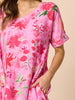 Summer Gala Midi Dress - Hot Pink Floral
