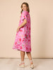 Summer Gala Midi Dress - Hot Pink Floral