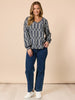 Lola Print Top - Navy White