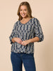 Lola Print Top - Navy White