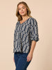 Lola Print Top - Navy White