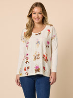 Central Park Floral Print Top - Natural Multi