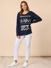Lulu Print Top - Navy