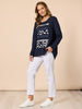 Lulu Print Top - Navy