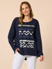 Lulu Print Top - Navy