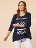 Lulu Print Top - Navy