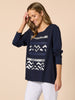 Lulu Print Top - Navy