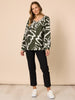 Lyon Print Top - Khaki Ivory