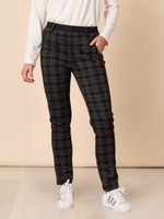 Cannes Check Print Slim Leg Pant - Black