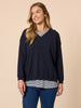 Double Take 2 in 1 Top-Navy/ White