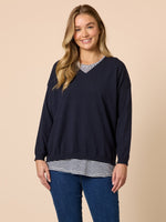 Double Take 2 in 1 Top-Navy/ White