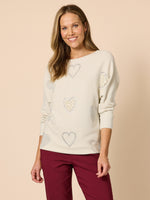 Mon Amour Diamante Heart Knit - Chalk