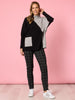 Cannes Check Print Slim Leg Pant - Black
