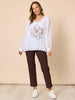 Fleur Flower Print Top - White Gold