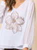 Fleur Flower Print Top - White Gold