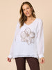 Fleur Flower Print Top - White Gold
