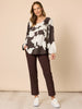 Toulouse Floral Print Top - Coffee Ivory