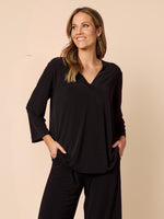 Traveller V Neck Top - Black