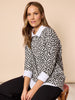 Clara Spot Print Top - Grey Marle
