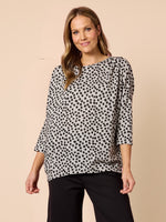 Clara Spot Print Top - Grey Marle