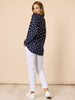 Le Spot Print Pleat Top - Navy/White