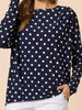 Le Spot Print Pleat Top - Navy/White