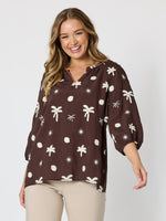 Canopy Embroidered Top - Coffee