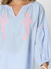 Coral Coast Embroidered Top - Pale Blue
