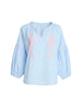 Coral Coast Embroidered Top - Pale Blue