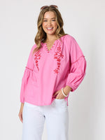 Coral Coast Embroidered Top - Rose
