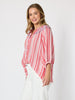 Seaport Embroidered Stripe Top - Red White
