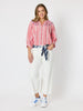 Seaport Embroidered Stripe Top - Red White