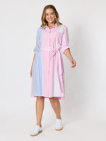 Miramar Stripe Print Shirt Dress - Lipstick Multi