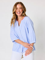 Laguna Stripe Print Top - Blue/White