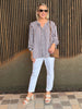 Montecito Stripe Print Top - Coffee White