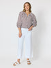 Montecito Stripe Print Top - Coffee White
