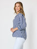 Montecito Stripe Print Top - Navy/White