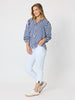 Montecito Stripe Print Top - Navy/White