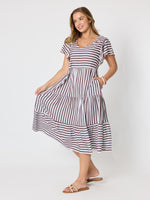 Kalahari Stripe Print Dress - Coffee White