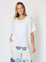 Riviera Relaxed Stripe Top - White
