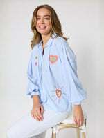 The Palms Embroidered Shirt - Blue/White