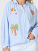 The Palms Embroidered Shirt - Blue/White