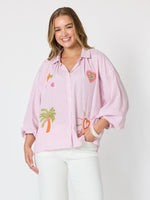 The Palms Embroidered Shirt - Musk White