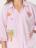 The Palms Embroidered Shirt - Musk White