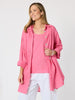 Lagoon Palm Floral Embroidered Shirt - Raspberry